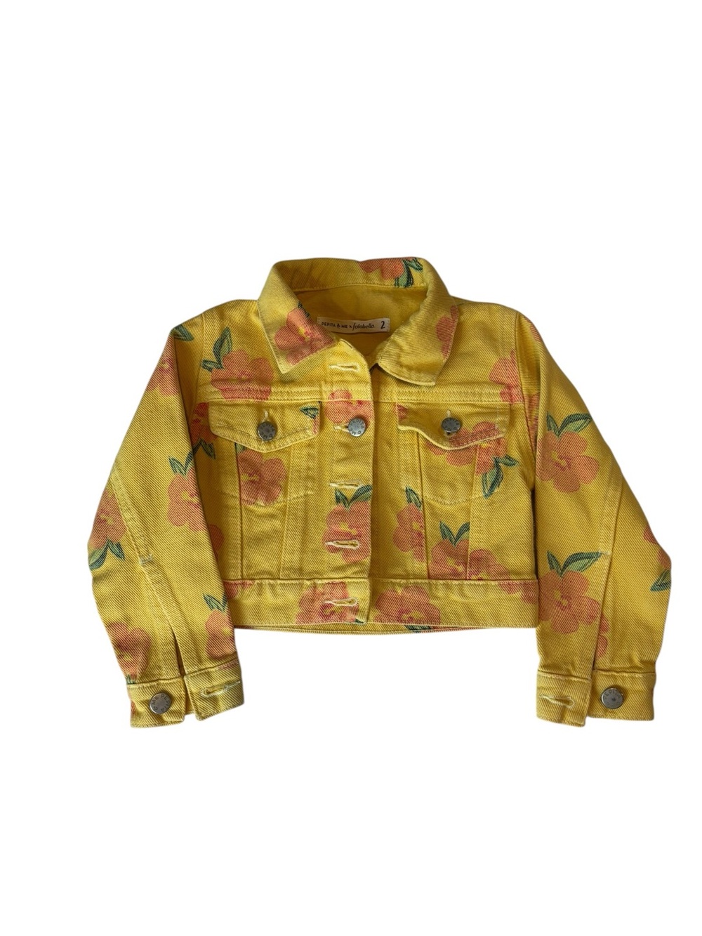 Pepita & Me X Falabella Yellow Floral Print Denim Jean Jacket size 2